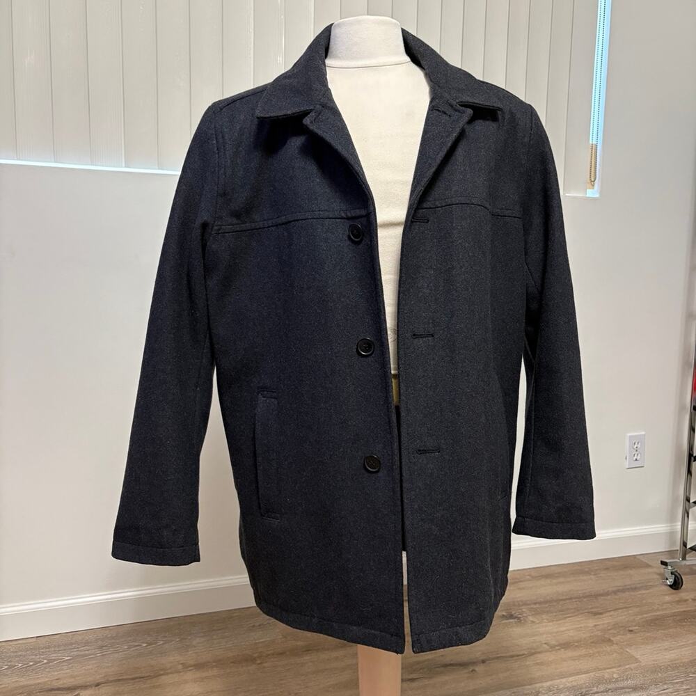 Tommy Hilfiger Men’s XL Charcoal Wool Blend Coat Quilted Lined Button Front